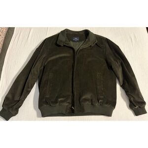 Brooks Brothers 346 Green Corduroy Bomber Jacket Men's L 100% Cotton